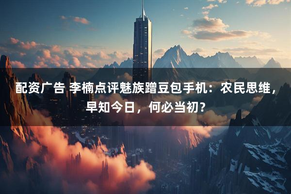 配资广告 李楠点评魅族蹭豆包手机:农民思维,早知今日,何必当初?
